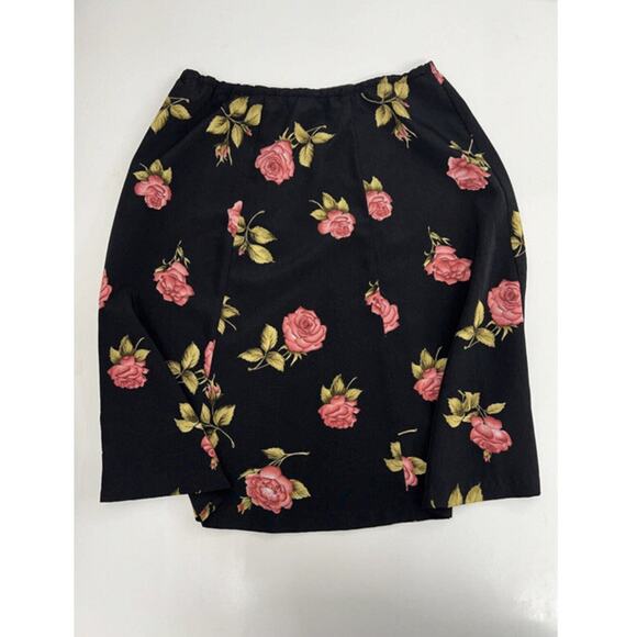 Womens Handmade Shirt and Skirt Size Unknown Black Floral Short Sleeve Button Up - Picture 2 of 14